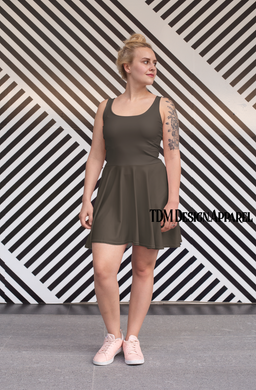 Solid Brown -  athletic flare dress.